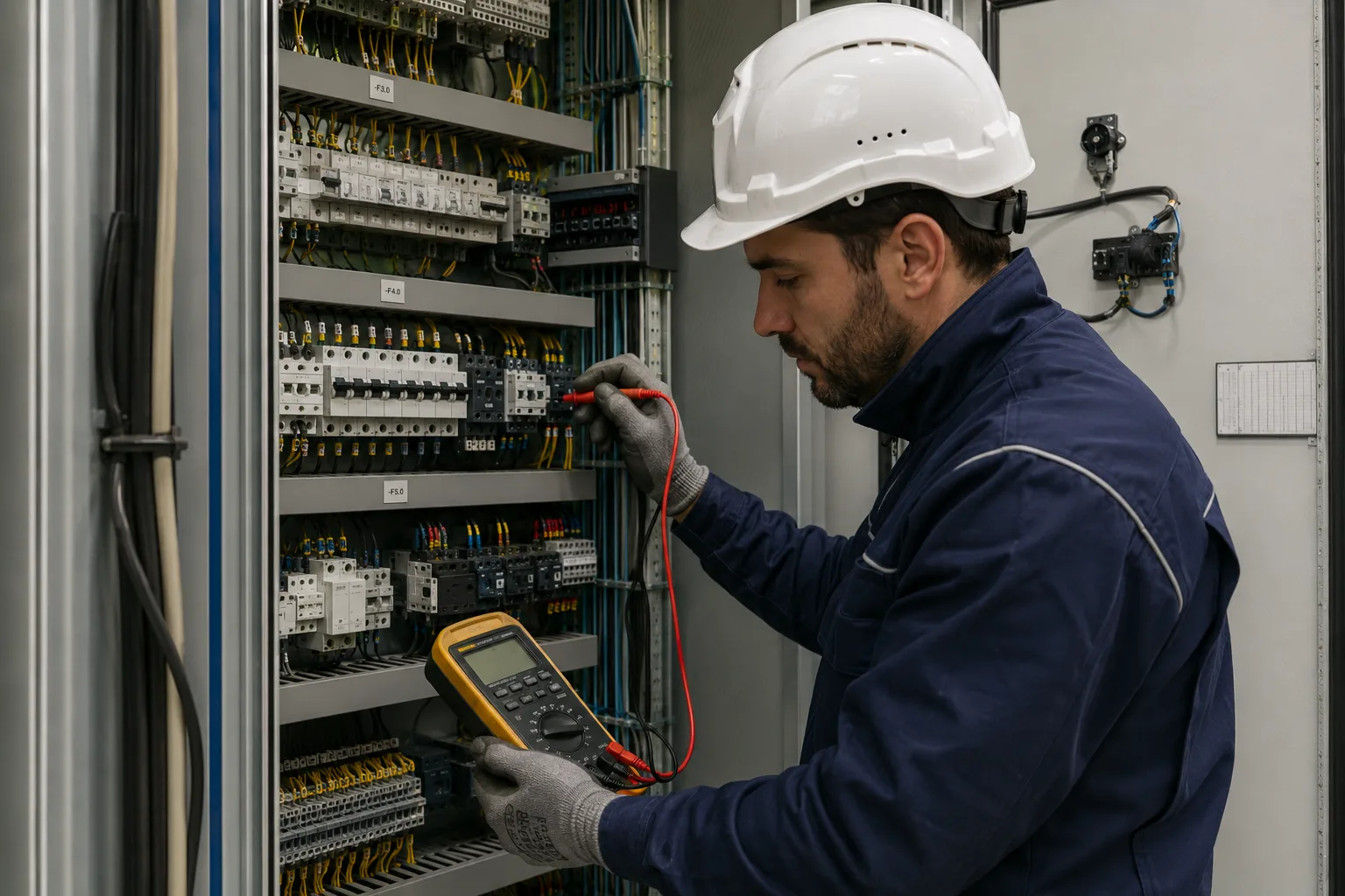 Verifiche di pre-commissioning su quadro elettrico industriale